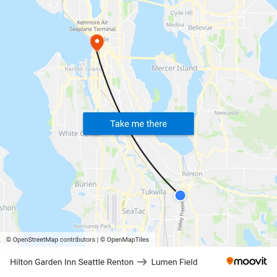 Hilton Garden Inn Seattle Renton to Lumen Field map