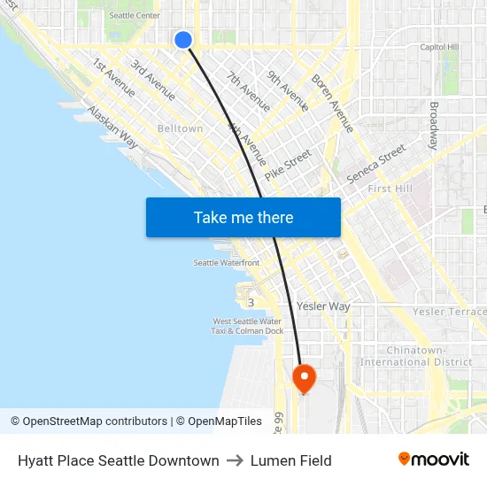Hyatt Place Seattle Downtown to Lumen Field map