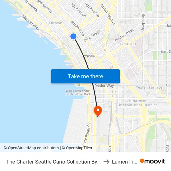 The Charter Seattle Curio Collection By Hilton to Lumen Field map