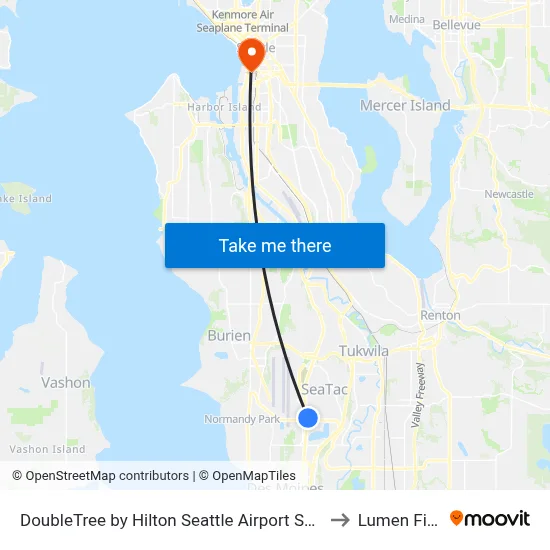 DoubleTree by Hilton Seattle Airport SeaTac to Lumen Field map