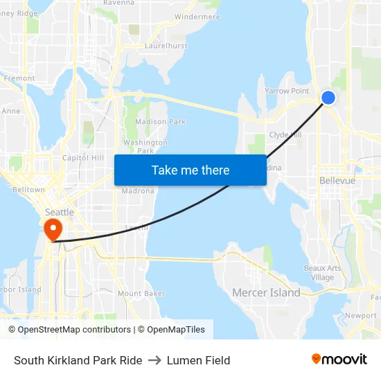 South Kirkland Park Ride to Lumen Field map