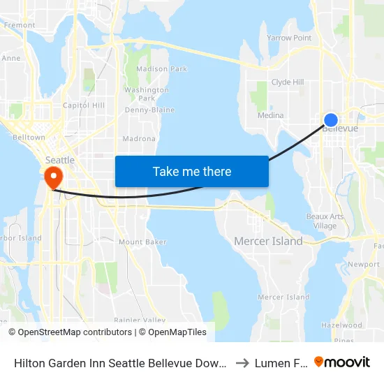 Hilton Garden Inn Seattle Bellevue Downtown Wa to Lumen Field map