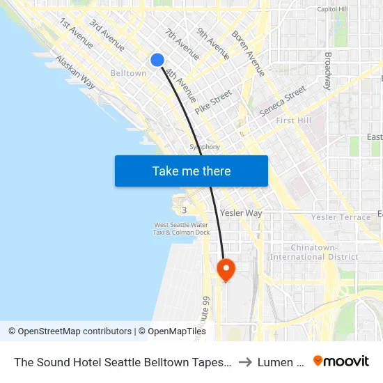 The Sound Hotel Seattle Belltown Tapestry Collection to Lumen Field map