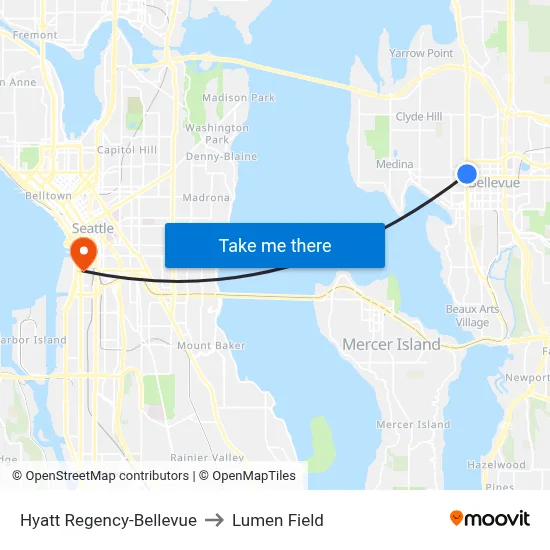 Hyatt Regency-Bellevue to Lumen Field map