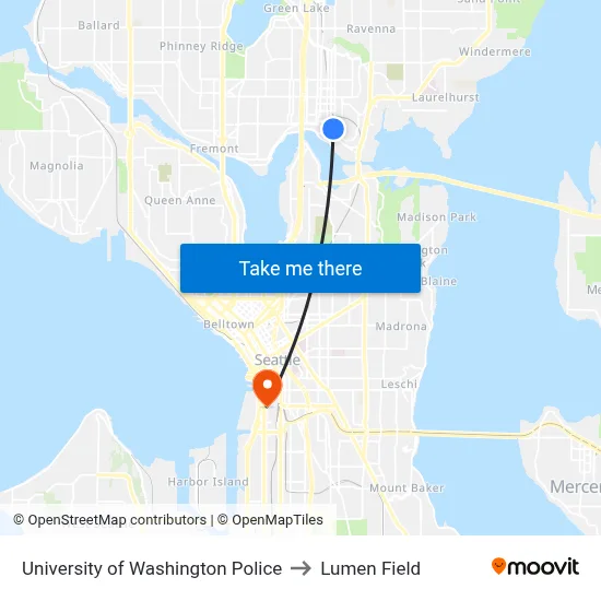 University of Washington Police to Lumen Field map