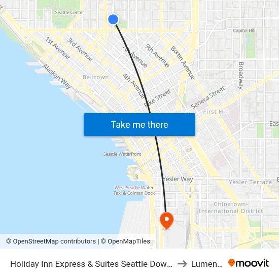 Holiday Inn Express & Suites Seattle Downtown - Lake Union to Lumen Field map