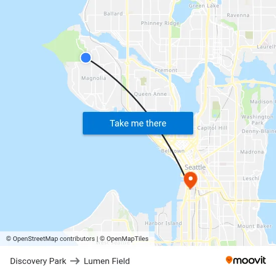 Discovery Park to Lumen Field map