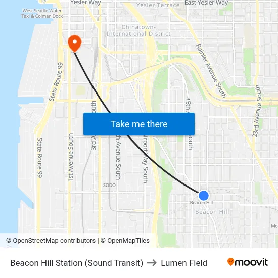 Beacon Hill Station (Sound Transit) to Lumen Field map