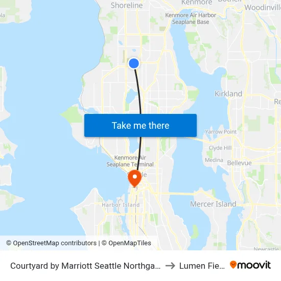 Courtyard by Marriott Seattle Northgate to Lumen Field map