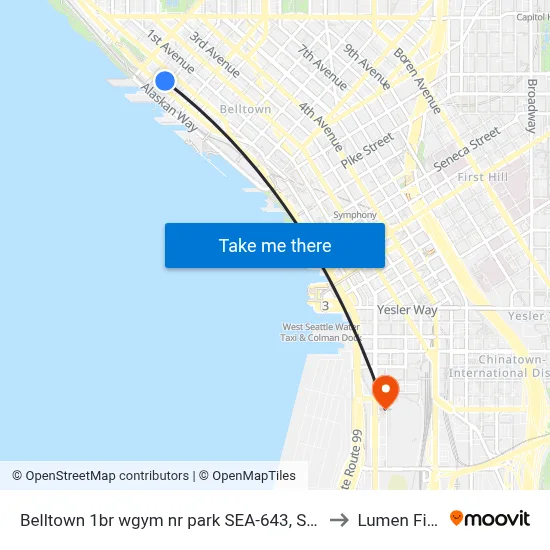 Belltown 1br wgym nr park SEA-643, Seattle to Lumen Field map