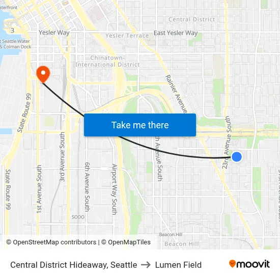 Central District Hideaway, Seattle to Lumen Field map