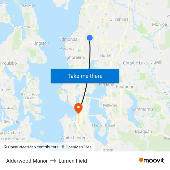 Alderwood Manor to Lumen Field map