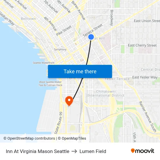 Inn At Virginia Mason Seattle to Lumen Field map