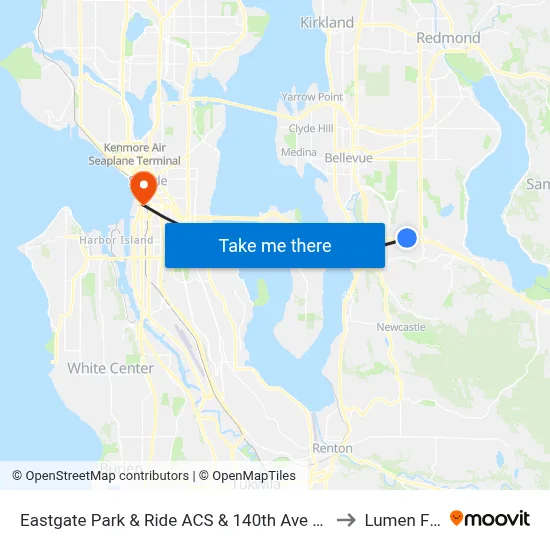 Eastgate Park & Ride ACS & 140th Ave SE - Bay 2 to Lumen Field map
