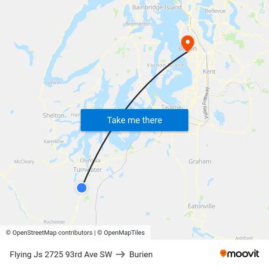 Flying Js 2725 93rd Ave SW to Burien map