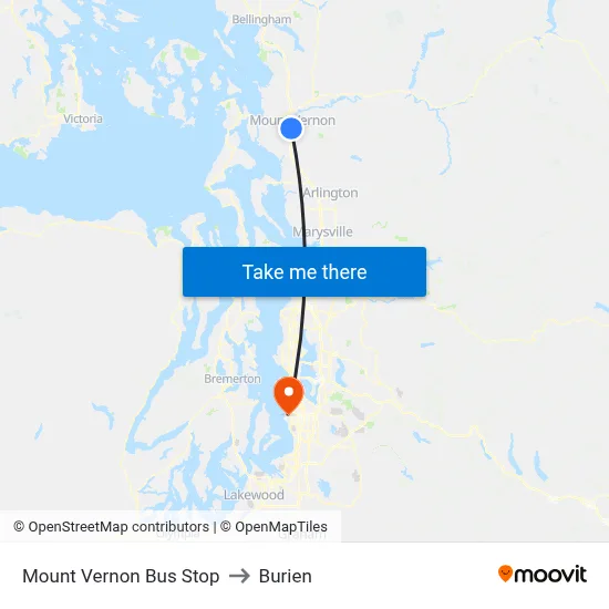 Mount Vernon Bus Stop to Burien map