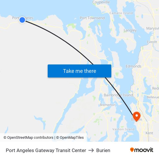 Port Angeles Gateway Transit Center to Burien map