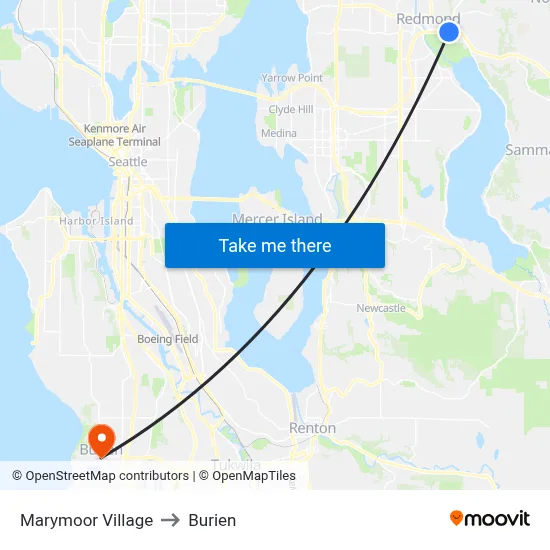 Marymoor Village to Burien map