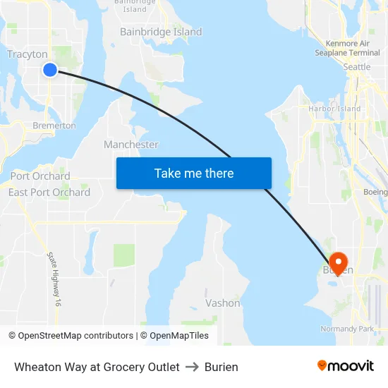 Wheaton Way at Grocery Outlet to Burien map
