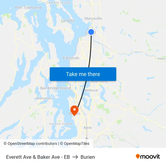 Everett Ave & Baker Ave - EB to Burien map