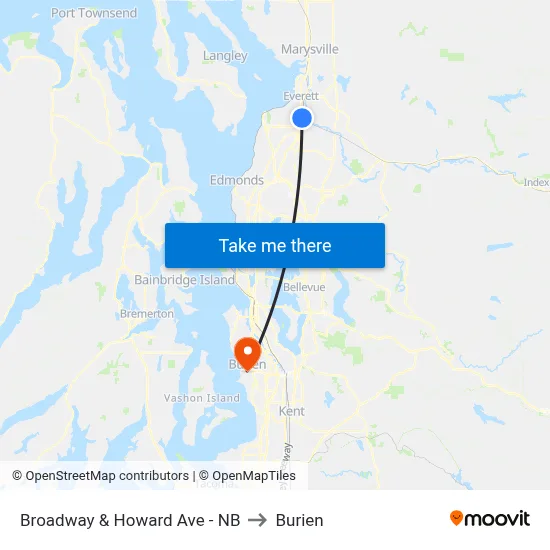 Broadway & Howard Ave - NB to Burien map