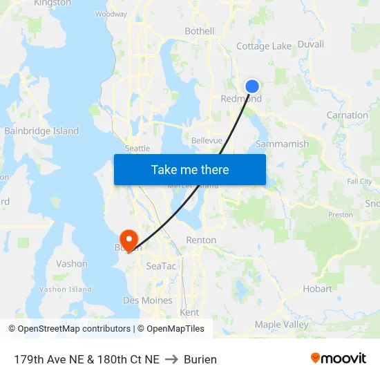 179th Ave NE & 180th Ct NE to Burien map