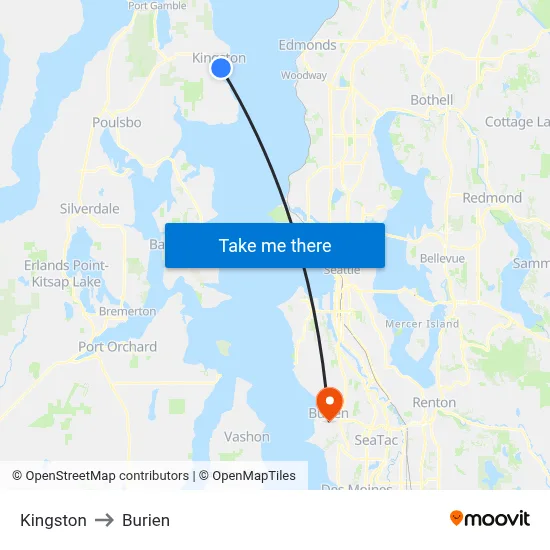 Kingston to Burien map