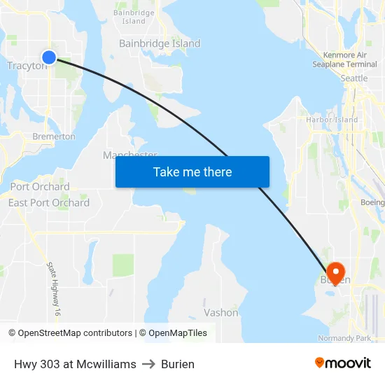 Hwy 303 at Mcwilliams to Burien map