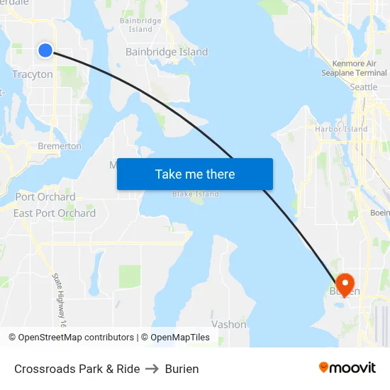 Crossroads Park & Ride to Burien map