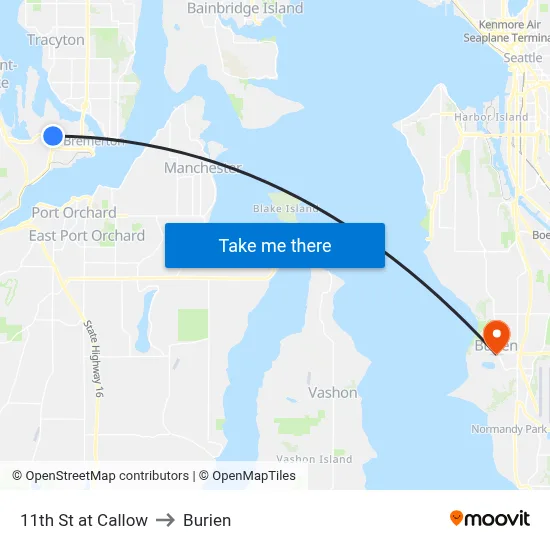 11th St at Callow to Burien map
