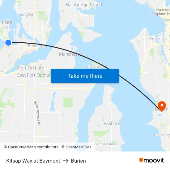 Kitsap Way at Baymont to Burien map