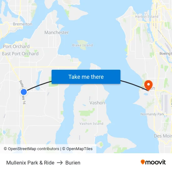 Mullenix Park & Ride to Burien map