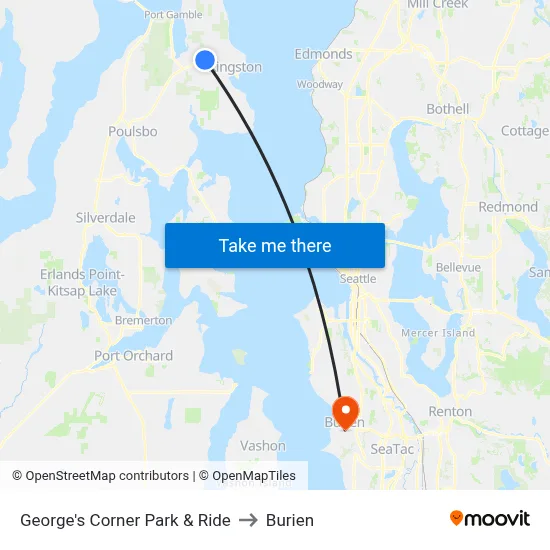 George's Corner Park & Ride to Burien map