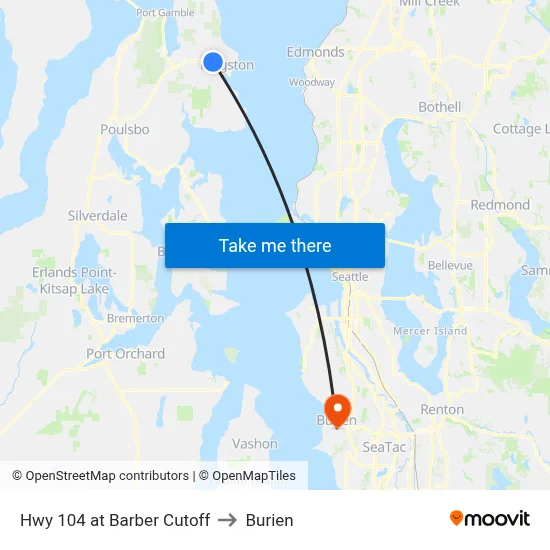 Hwy 104 at Barber Cutoff to Burien map
