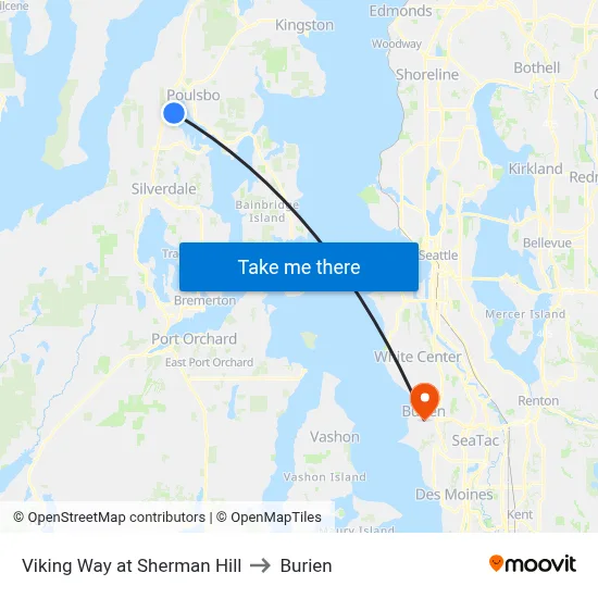 Viking Way at Sherman Hill to Burien map