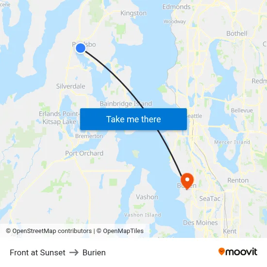 Front at Sunset to Burien map