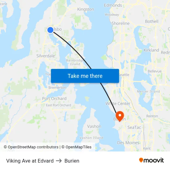 Viking Ave at Edvard to Burien map