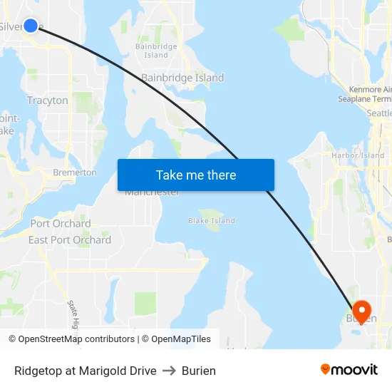 Ridgetop at Marigold Drive to Burien map