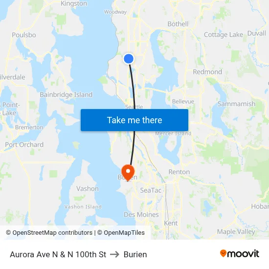 Aurora Ave N & N 100th St to Burien map