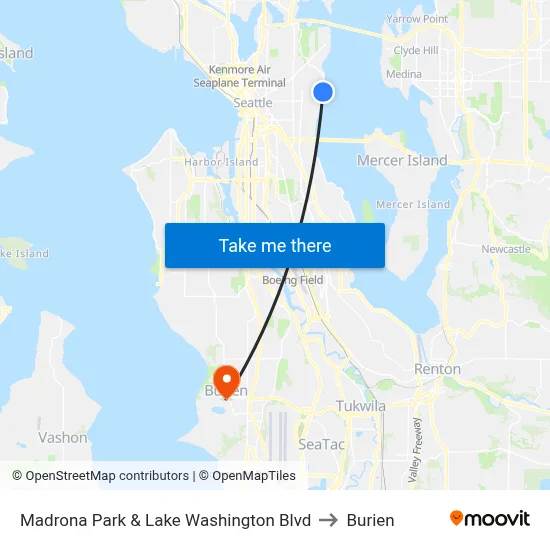Madrona Park & Lake Washington Blvd to Burien map