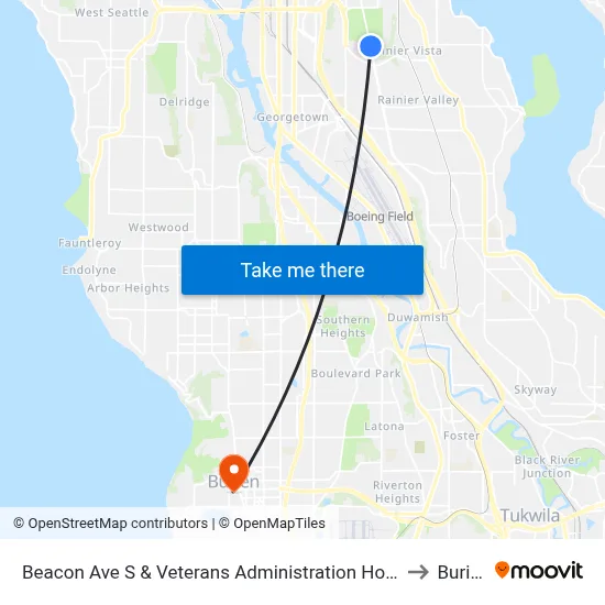 Beacon Ave S & Veterans Administration Hospital to Burien map