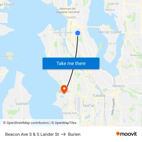 Beacon Ave S & S Lander St to Burien map