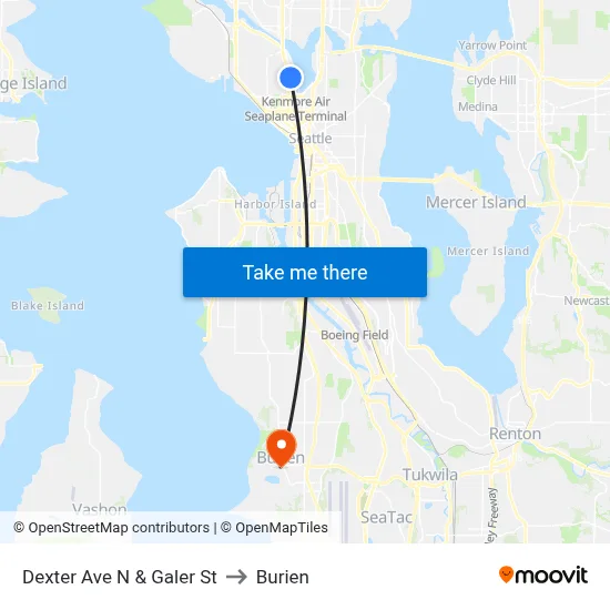 Dexter Ave N & Galer St to Burien map