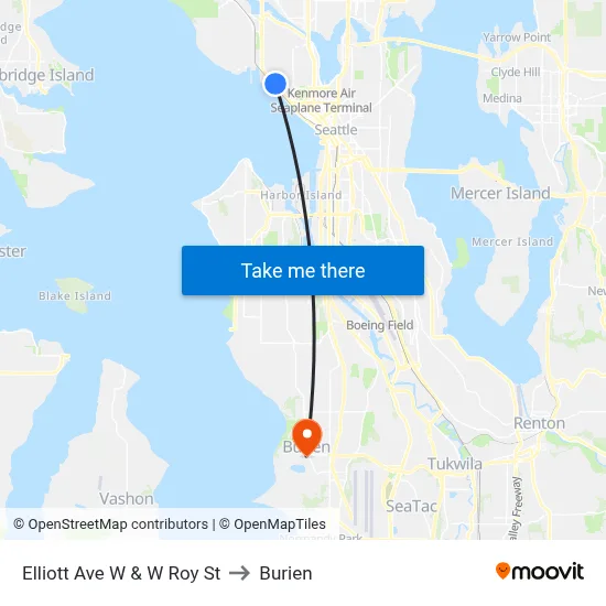 Elliott Ave W & W Roy St to Burien map