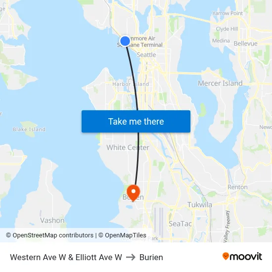 Western Ave W & Elliott Ave W to Burien map