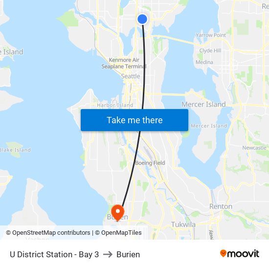 U District Station - Bay 3 to Burien map