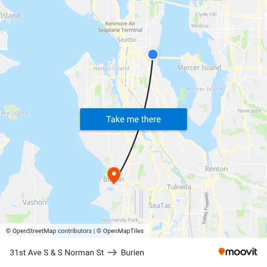 31st Ave S & S Norman St to Burien map