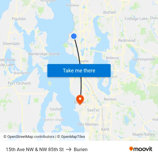15th Ave NW & NW 85th St to Burien map
