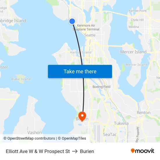Elliott Ave W & W Prospect St to Burien map