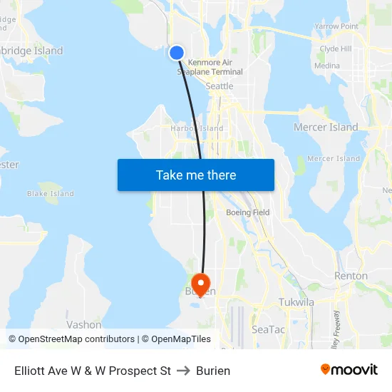 Elliott Ave W & W Prospect St to Burien map